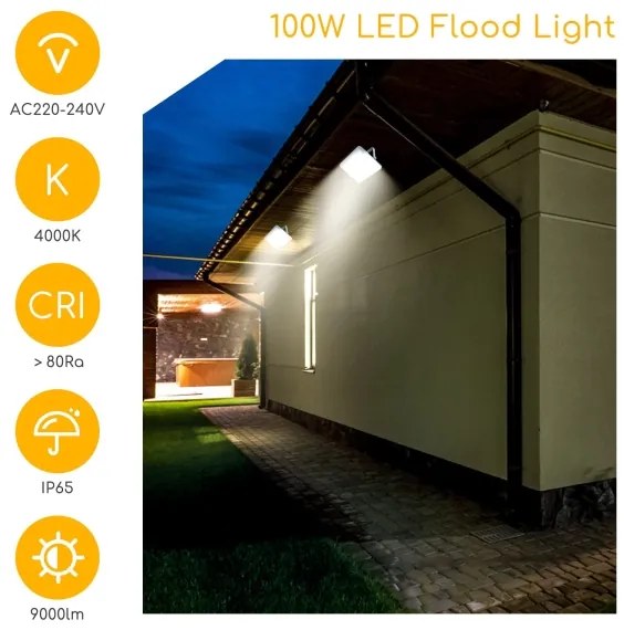 Proiector LED Aigostar LED/100W/230V gri 4000K IP65