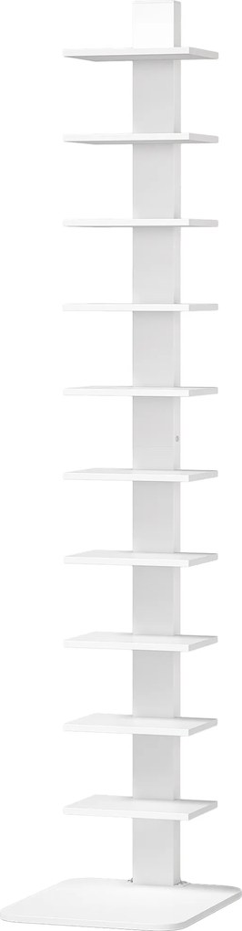 HOMCOM Bibliotecă Verticală cu 11 Rafturi, Structură din Oțel, Economie Spațiu, 34,5x41,5x163,5 cm, Alb | Aosom Romania