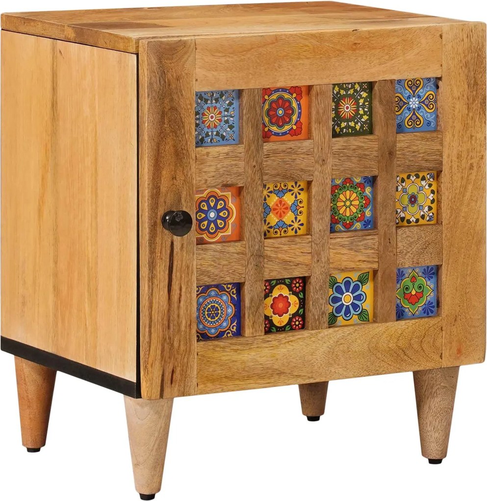 vidaXL Dulap de noapte natural 40 x 33,5 x 46 cm Lemn de mango solid