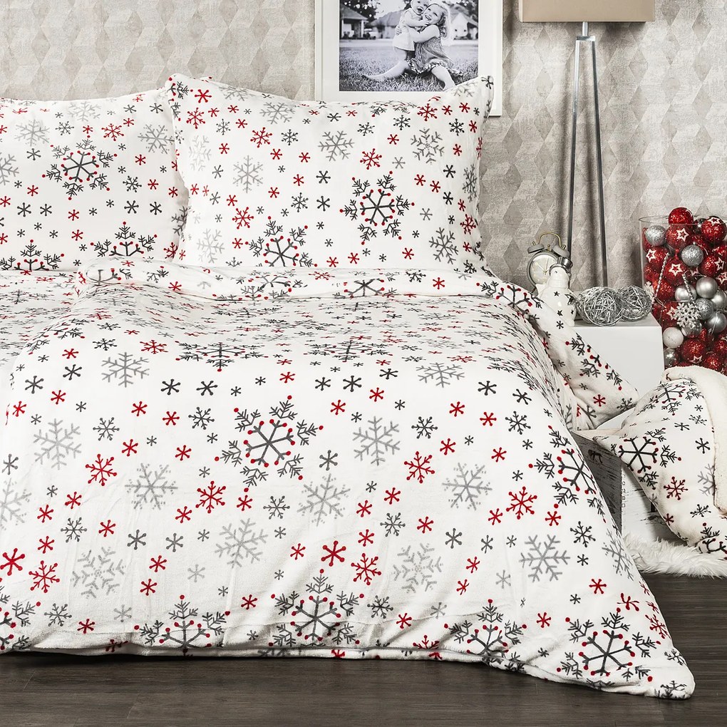 Lenjerie de pat din microflanel 4Home Snowflakes,140 x 220 cm, 70 x 90 cm, 140 x 220 cm, 70 x 90 cm