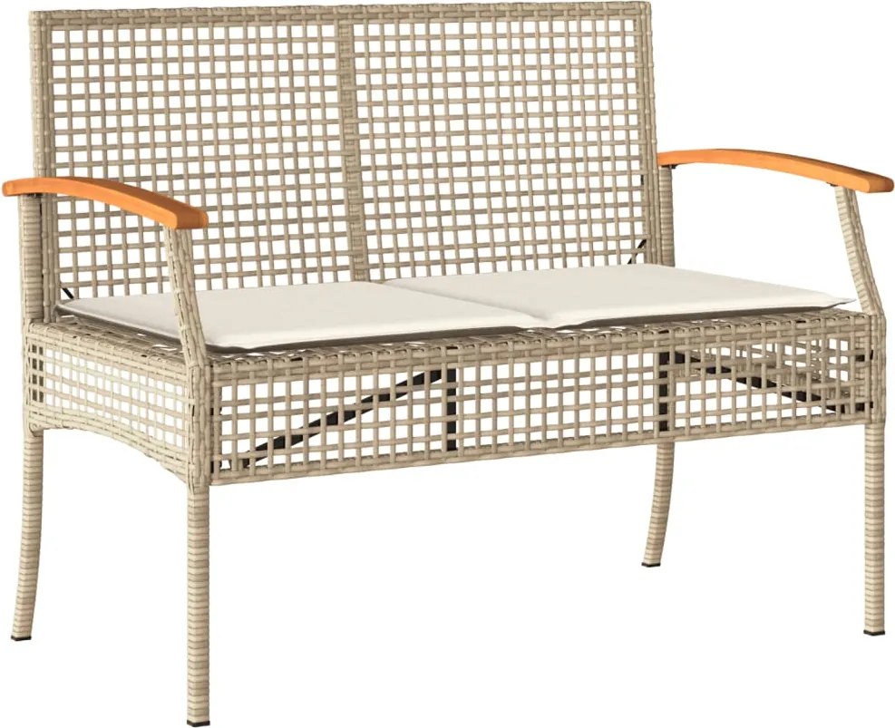 vidaXL Bancă de grădină cu pernă, bej, poliratan/lemn acacia