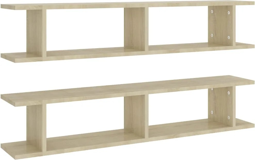 vidaXL Rafturi de perete, 2 bucăți, stejar sonoma, 105x18x20 cm, PAL