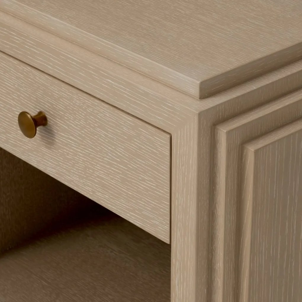 Noptiera LUX Furnir Stejar Albit, ArtDeco