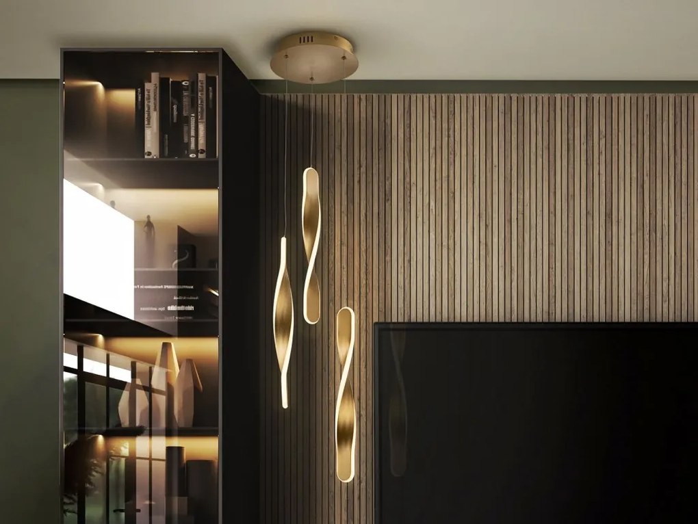Lustra LED suspendata design modern Twist auriu
