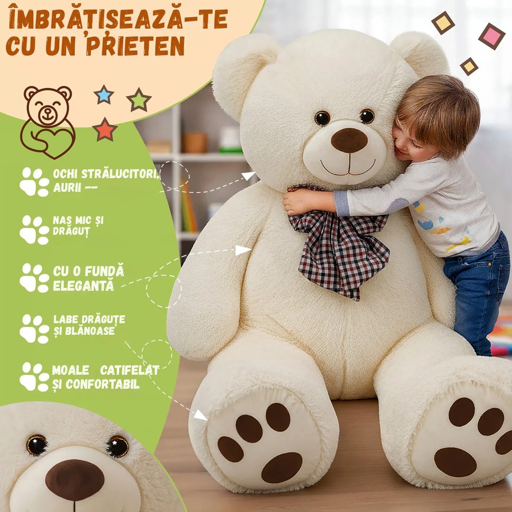 Urs mare de pluș BENY, 100cm, crem Monzana