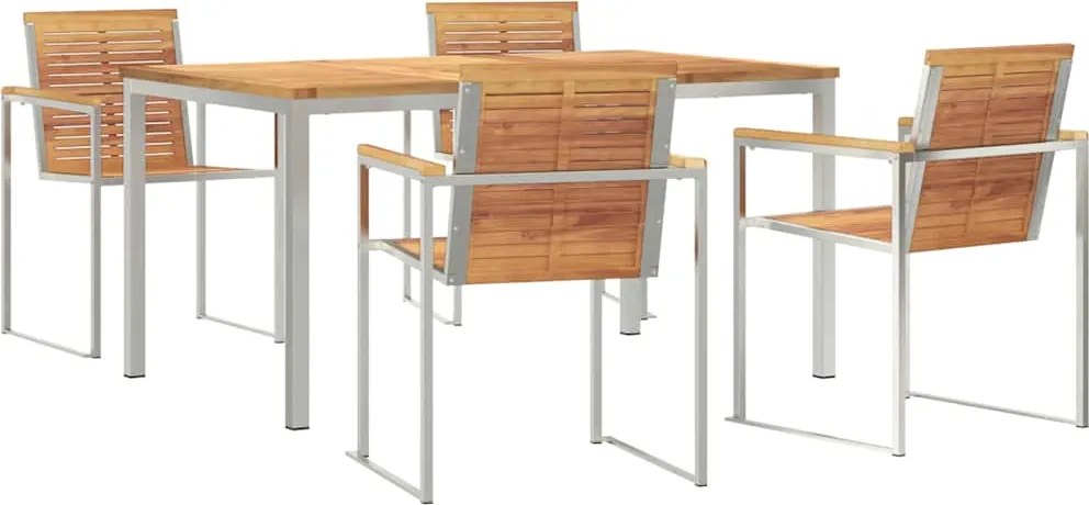 vidaXL Set de masă pentru grădină 5 pcs Maro Lemn solid de tec