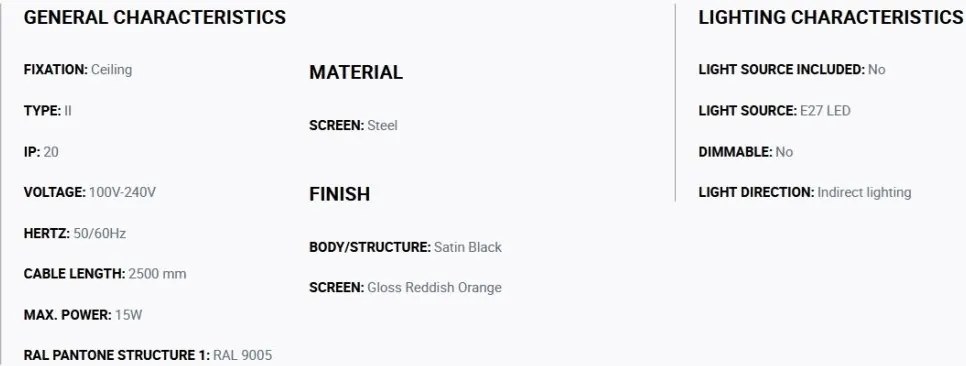 Lustra suspendata metal TATAWIN M 5L negru, orange