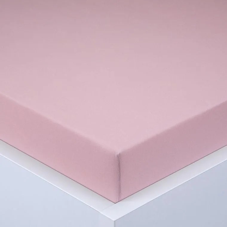decoDoma Cearşaf cu elastic jersey EXCLUSIVE roz prăfuit 90 x 200 cm