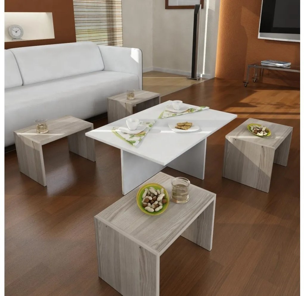 SET 4x măsuță laterală CHEST 29x41 cm + măsuță de cafea 32x90 cm