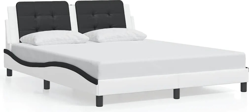 vidaXL Cadru de pat fără saltea, Zadar, alb/negru, 160x200 cm, piele ecologică