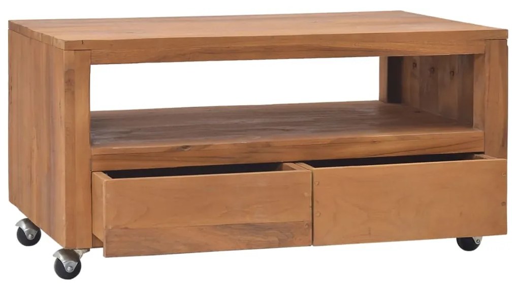 326130 vidaXL Comodă TV cu roți, 80x50x42 cm, lemn masiv de tec