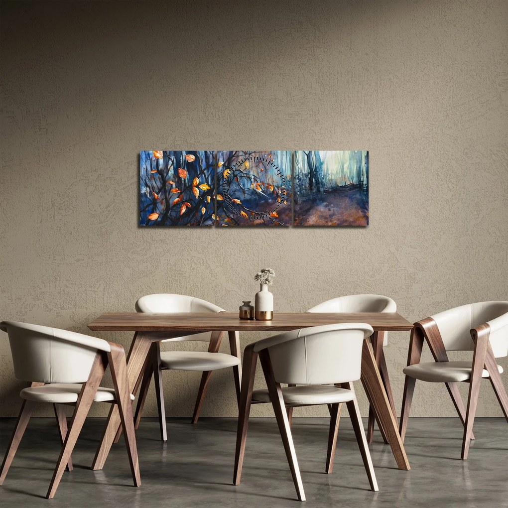 Tablou - Razele solare de toamnă (cu ceas) (90x30 cm)