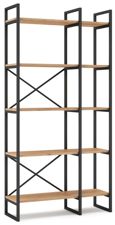 Etajeră negru/natural cu aspect de lemn de stejar 87,5x175 cm Dusan – Marckeric