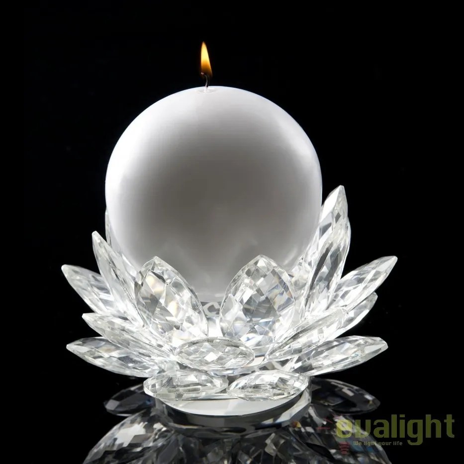 Suport pentru lumanare design LUX, realizat manual din sticla, LOTUS MEDIUM 20cm