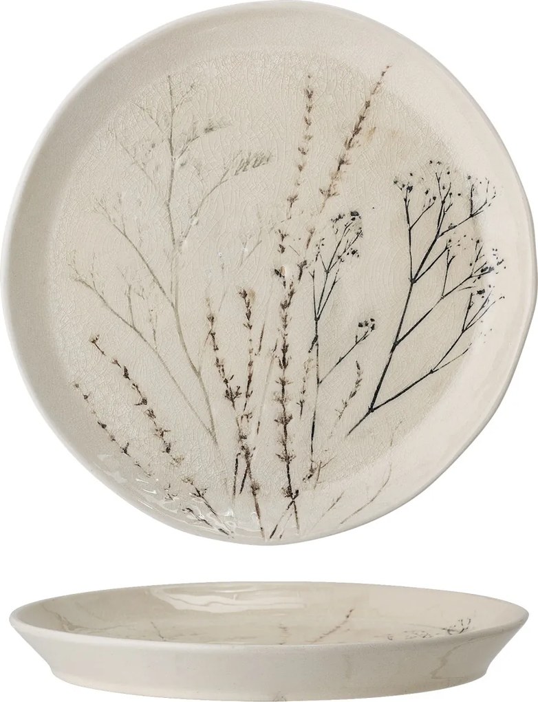 Farfurie din ceramică cu flori de câmp aplicate manual, D27,5×H3 cm, „Bea"