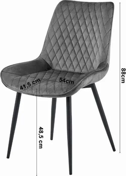 OFERTA Scaun din catifea verde inchis VERDO cu picioare negre Calitatea a II-a