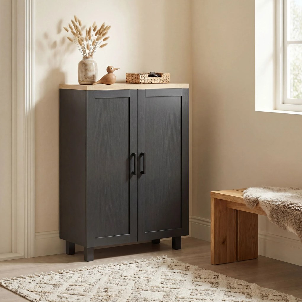 HOMCOM Bufet de Living Îngust cu 2 Uși Dulap de Bucătărie cu Poliță Reglabilă pentru Hol 60x30x90 cm Negru | Aosom Romania