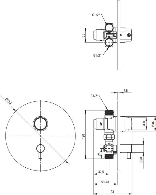 PRESS – Baterie pentru duș cu închidere automată & reglare a temperaturii BBH_048P Finisaj: Cromat 🚿✨