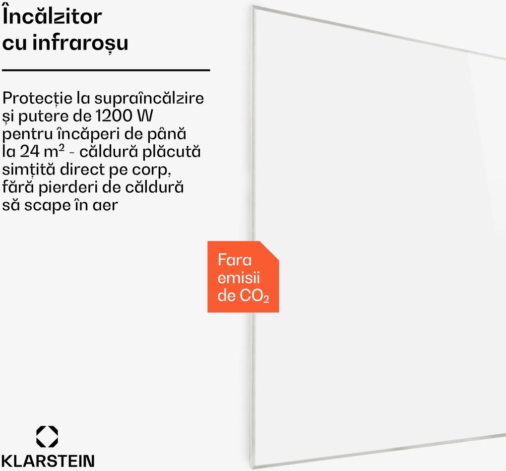 Klarstein Wonderwall 1200 Smart, încălzitor pe infraroșu, 115 x 95 cm, 1200 W, săptămânal, alb