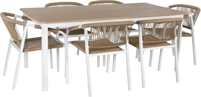Set dining exterior din aluminiu și rășină, masă + 5 scaune