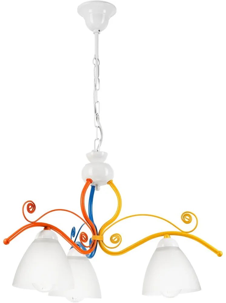 Lustră pe lanț RETRO 3xE27/60W/230V alb/colorat