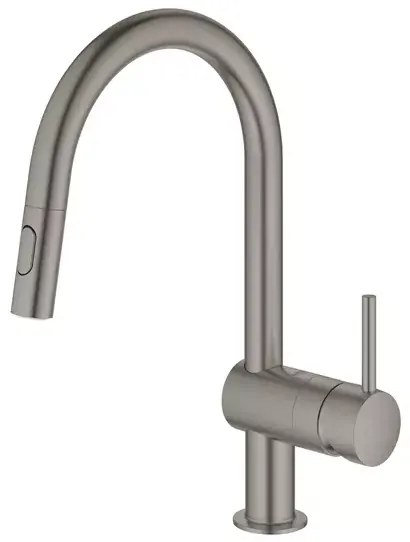 Baterie bucatarie cu dus extractibil Grohe Minta antracit periat Hard Graphite