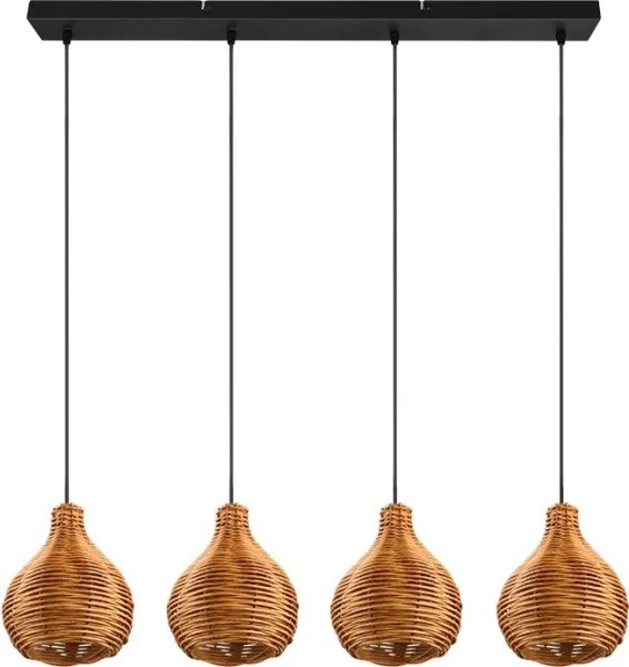 Reality SPROUT - Lustru suspendat pe cablu, 3x E14/40W/230V, maro/ratan