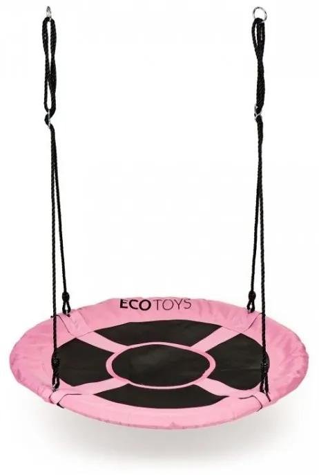 Leagan pentru copii rotund, tip cuib de barza, suspendat, 100 cm, Ecotoys MIR6001 - Roz