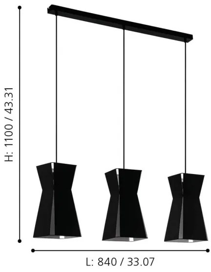 Eglo 99083 - Lustră pe cablu VALECROSIA 3xE27/40W/230V