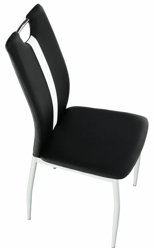 Scaun, negru / alb, piele ecologică / crom, SIGNA