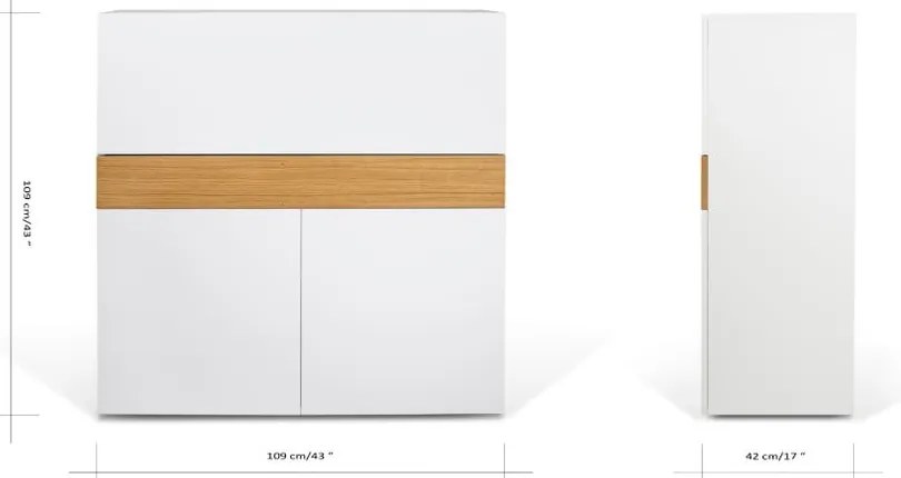Birou cu dulap Focus White/Oak, 110 x 42 x 109 cm