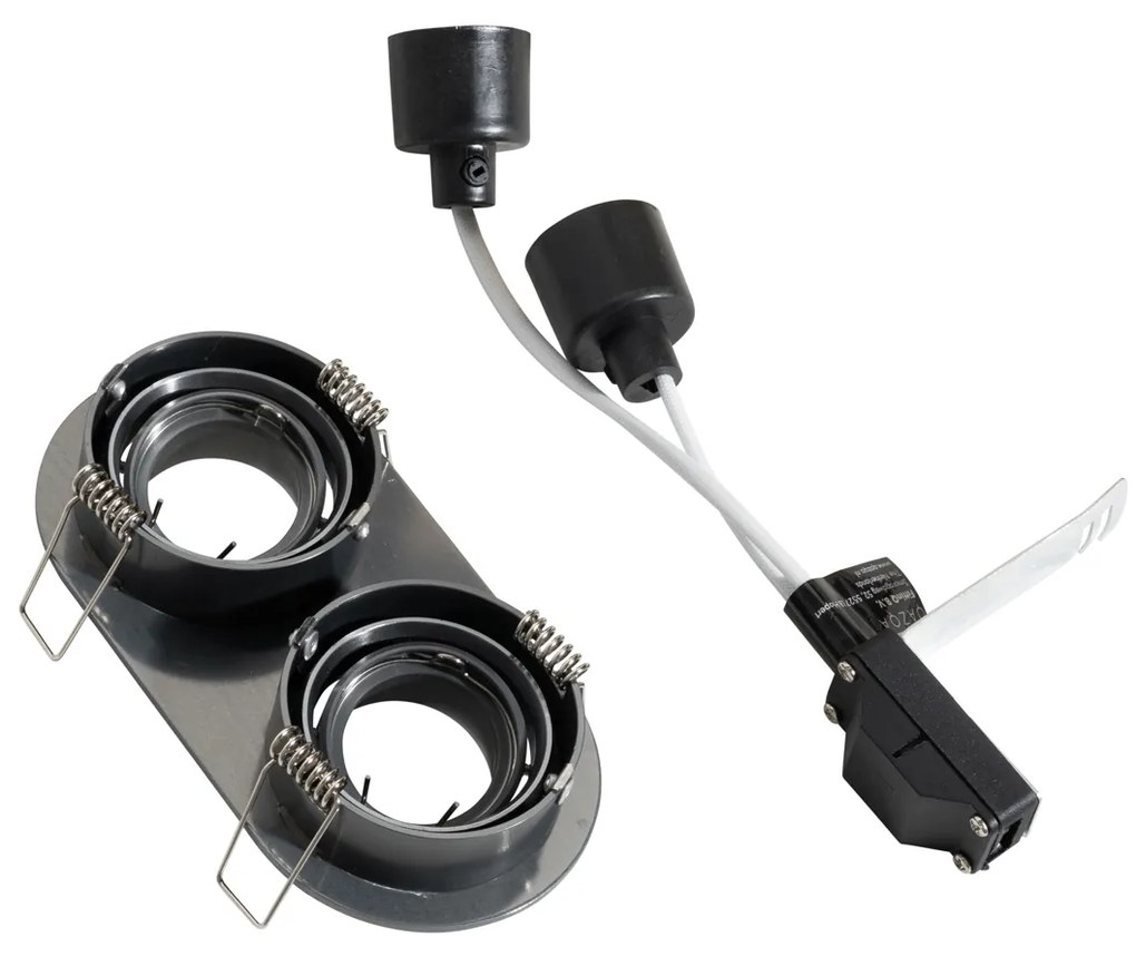 Spoturi rotunde incastrate, metal gri-antracit, GU10, 35 mm, inclinabile, 2 lumini - Installa