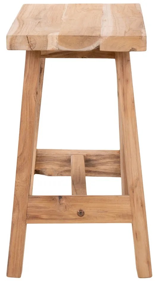 Taburet Barcelona, lemn de tec, natură, 50x25x45 cm