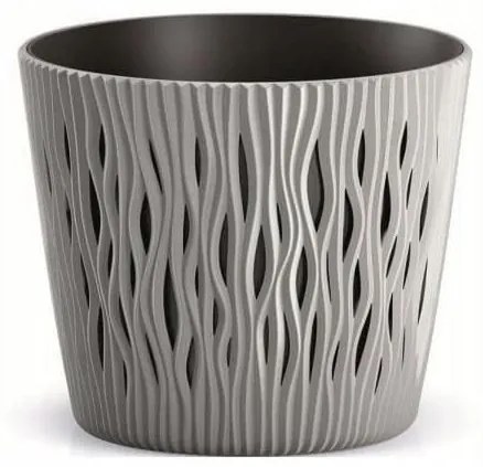 Ghiveci decorativ de flori, rotund, gri, 7.9 L, 26.2x22.2 cm, Sandy Round