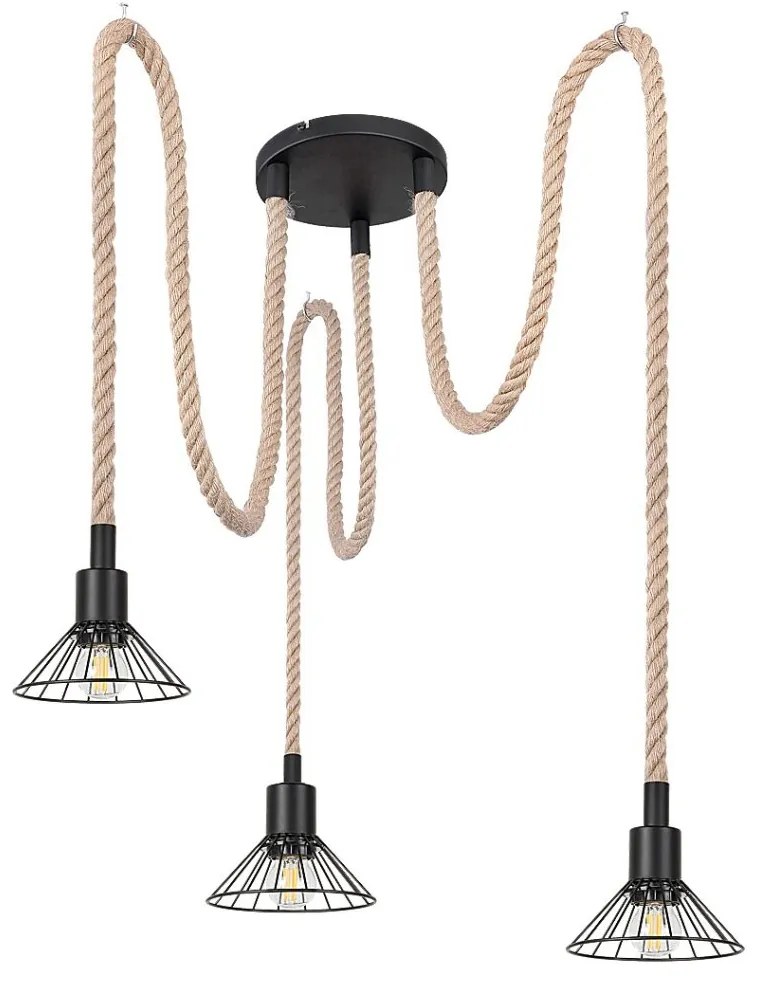 Lustra cu 3 pendule design industrial Daryl negru