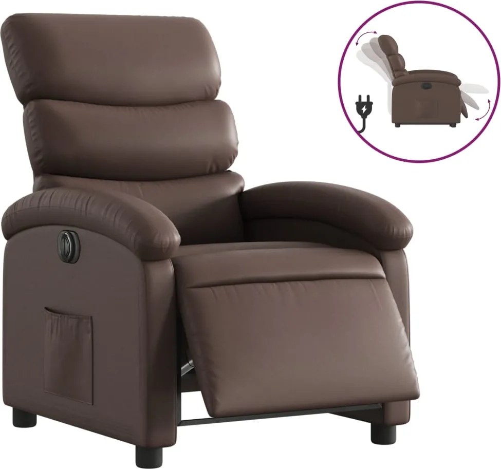 vidaXL Fotoliu rabatabil electric, maro, piele ecologică
