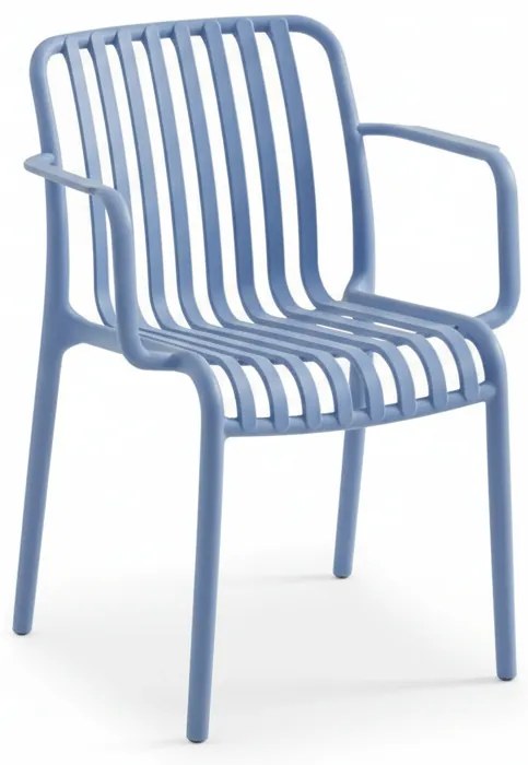 Scaun din plastic TREGO cu brate, albastru