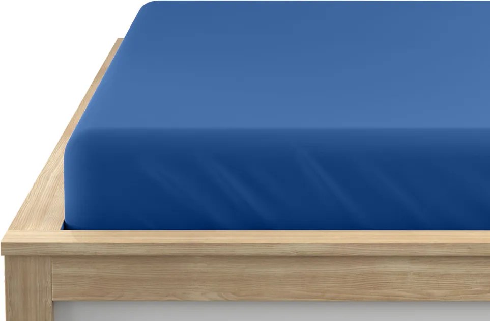 Cearsaf de pat jersey albastru inchis 160 x 200 cm