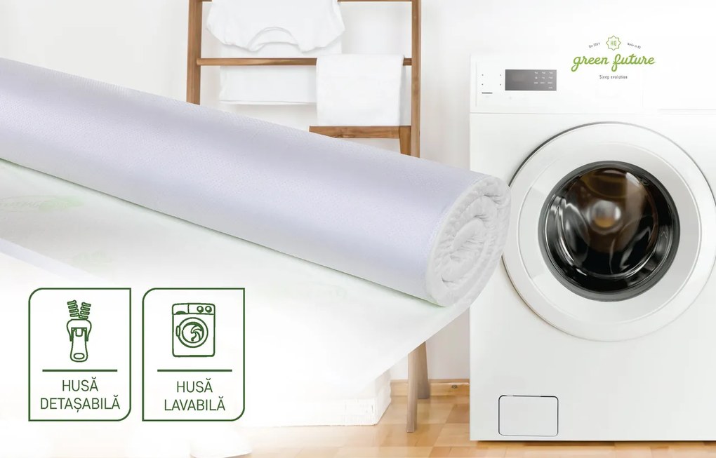 Topper saltea Fresh Mint, 120x190 cm, H 6 cm, 7 Zone de confort