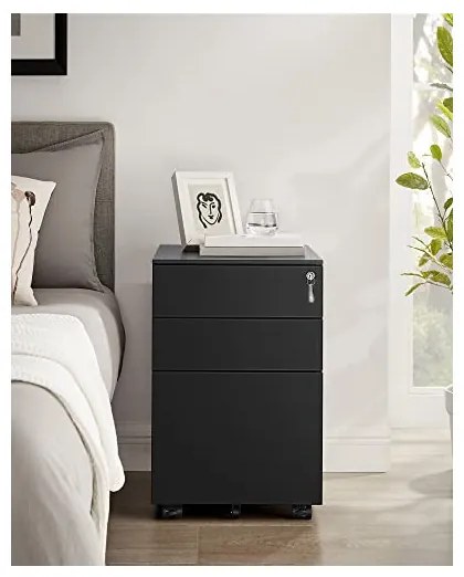 Dulap mobil cu inchidere, Songmics, Negru, OFC60BK, 52 x 39 x 60 cm