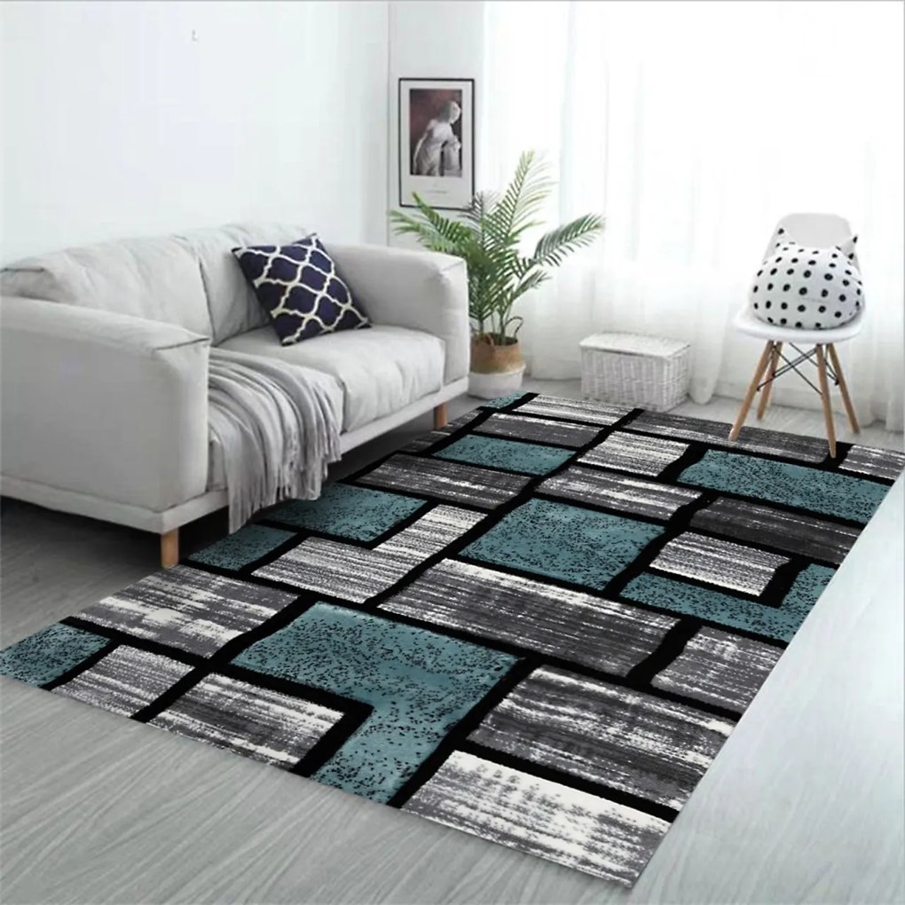 Covor Modern Living , Dormitor Dreptunghiular Romantic 4714 Albastru (Alege dimensiunea: 80 x 150)