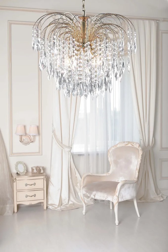 Lustra cristal suspendata design elegant Waterfall gold 5L 5175-5 SRT