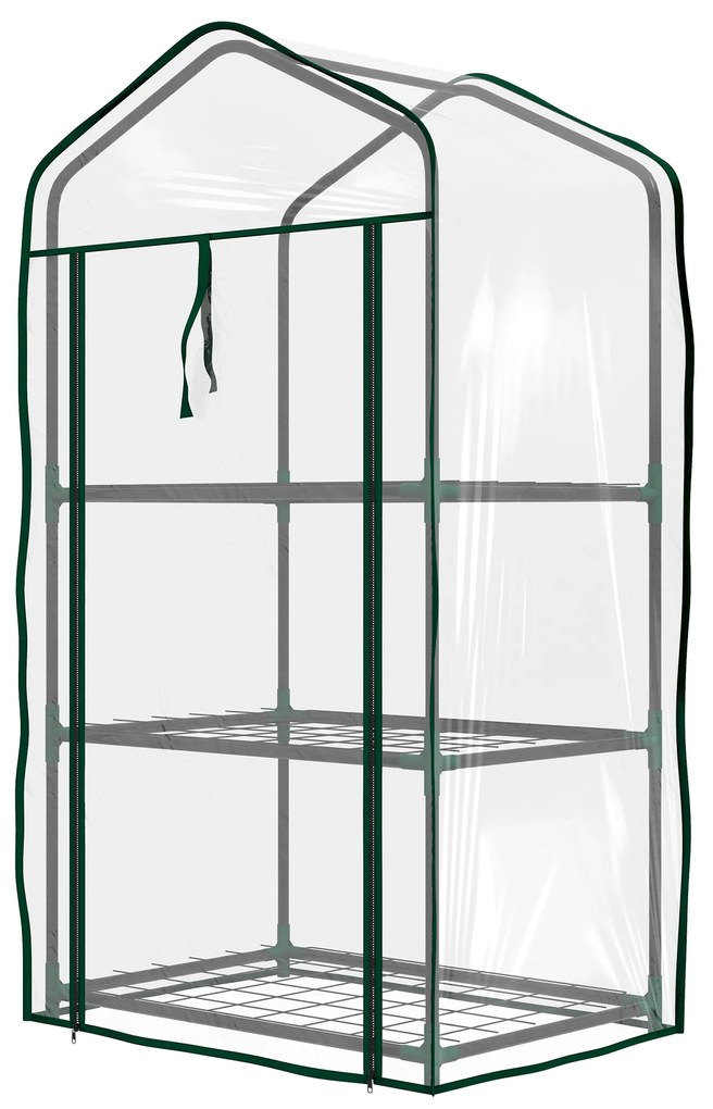 Outsunny Seră de Grădină rafturi 3 Nivele dim. 59L x 39l x 127H cm metal termolacuit Verde transparent | Aosom Romania