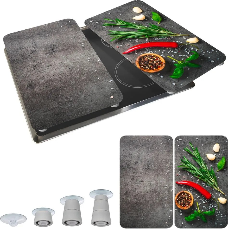 Protecții de aragaz 2 buc. din sticlă temperată 52x30 cm Rosemary - Maximex