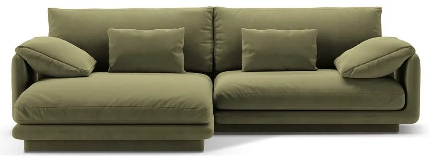 Colțar verde deschis cu tapițerie din catifea (cu colț pe partea stângă /cu șezlong) Torino – Micadoni