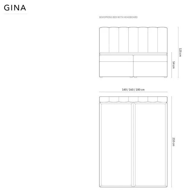 Pat boxspring albastru deschis cu spațiu de depozitare 160x200 cm Gina – Milo Casa