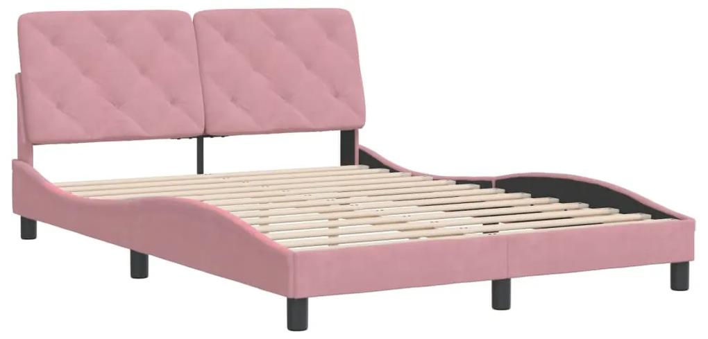 3207916 vidaXL Cadru de pat cu tăblie, roz, 120x200 cm, catifea