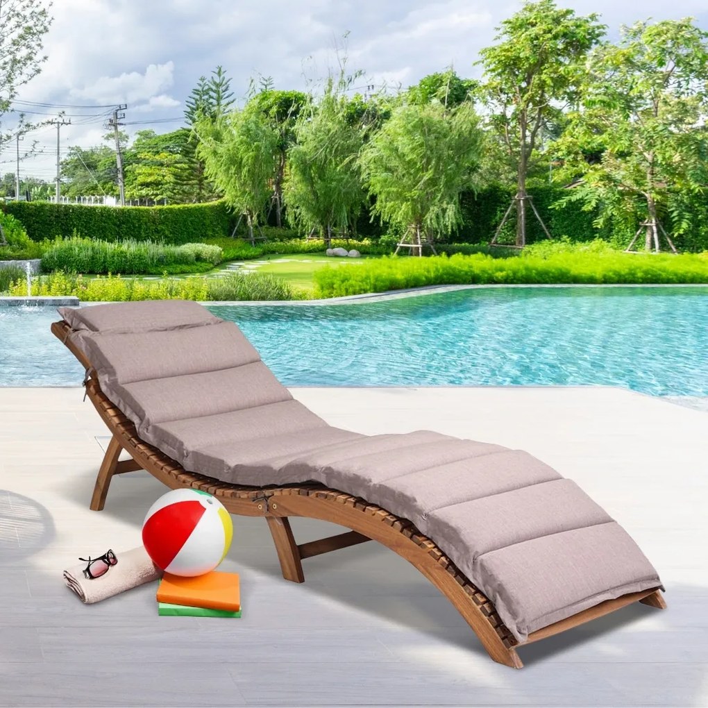 Șezlong de grădină FLORIDA, pliabil, 57x190x51cm, natur maro Casaria