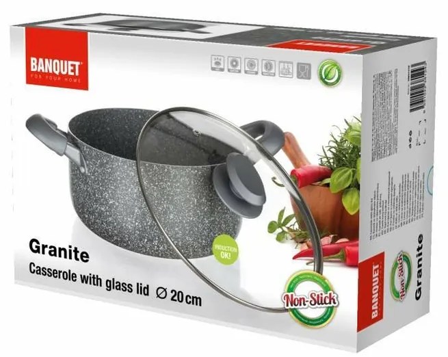 Oală cu suprafață antiaderentă Banquet Granite,20 x 9,5 cm, 20 cm