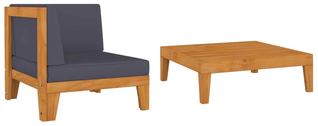 vidaXL Set mobilier grădină cu perne, 2 piese, lemn masiv de acacia